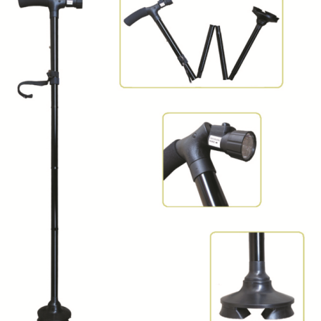 BASTON DE ALUMINIO PLEGABLE CON LINTERNA